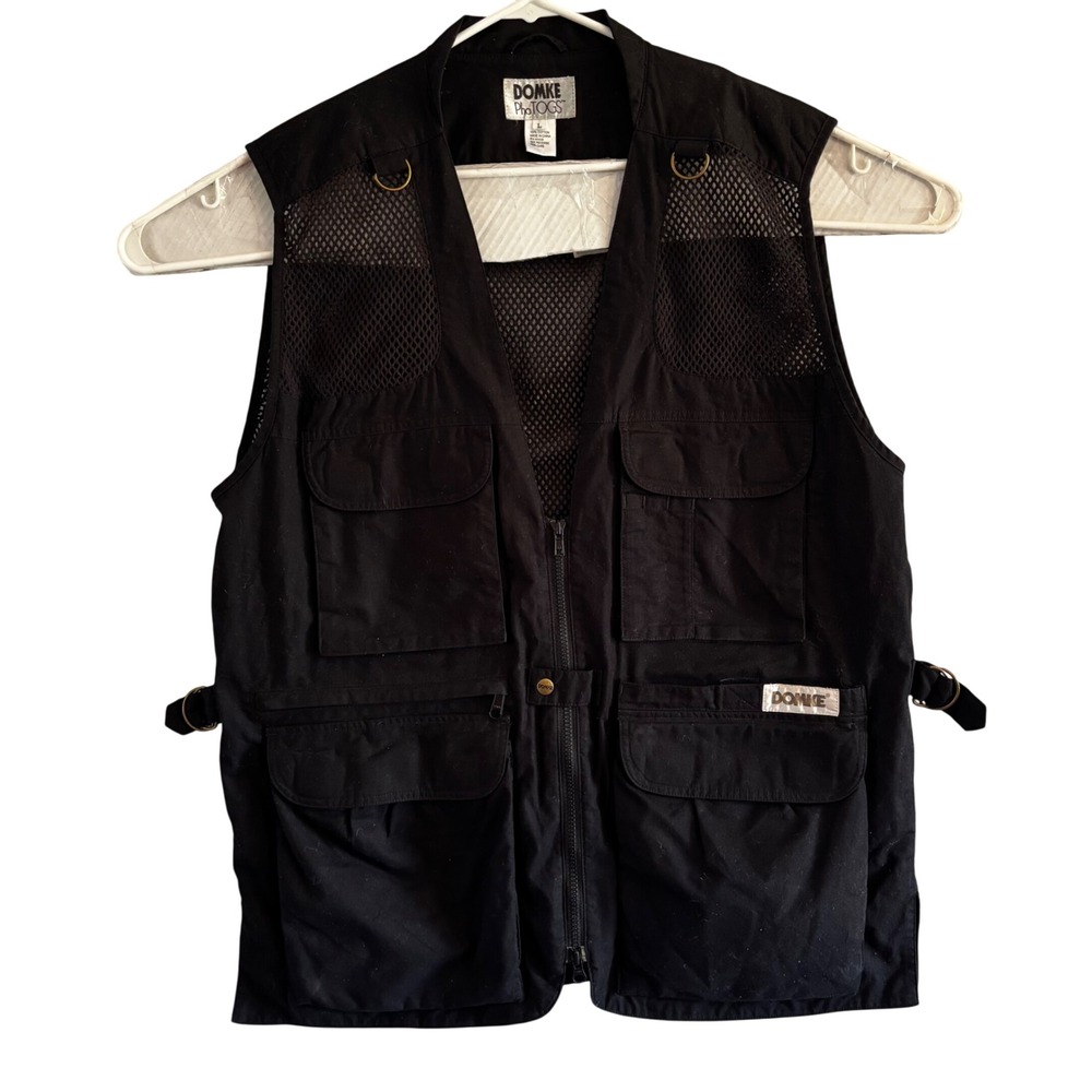 Domke PhoTOGS Photography Vest Mens Large Black Cotton Mesh Utility Cargo Pocket